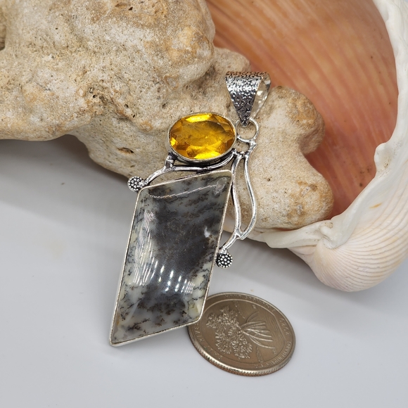 Natural Beautiful Jasper Stone Silver Pendant - Picture 4 of 6
